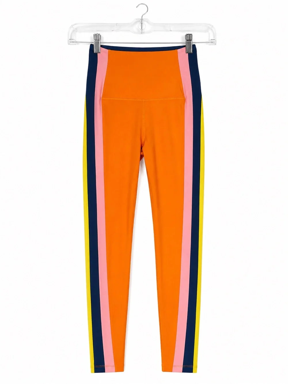 SPLITS59 Women's Orange Colorblock Active Leggings XS - Picture 1 of 6